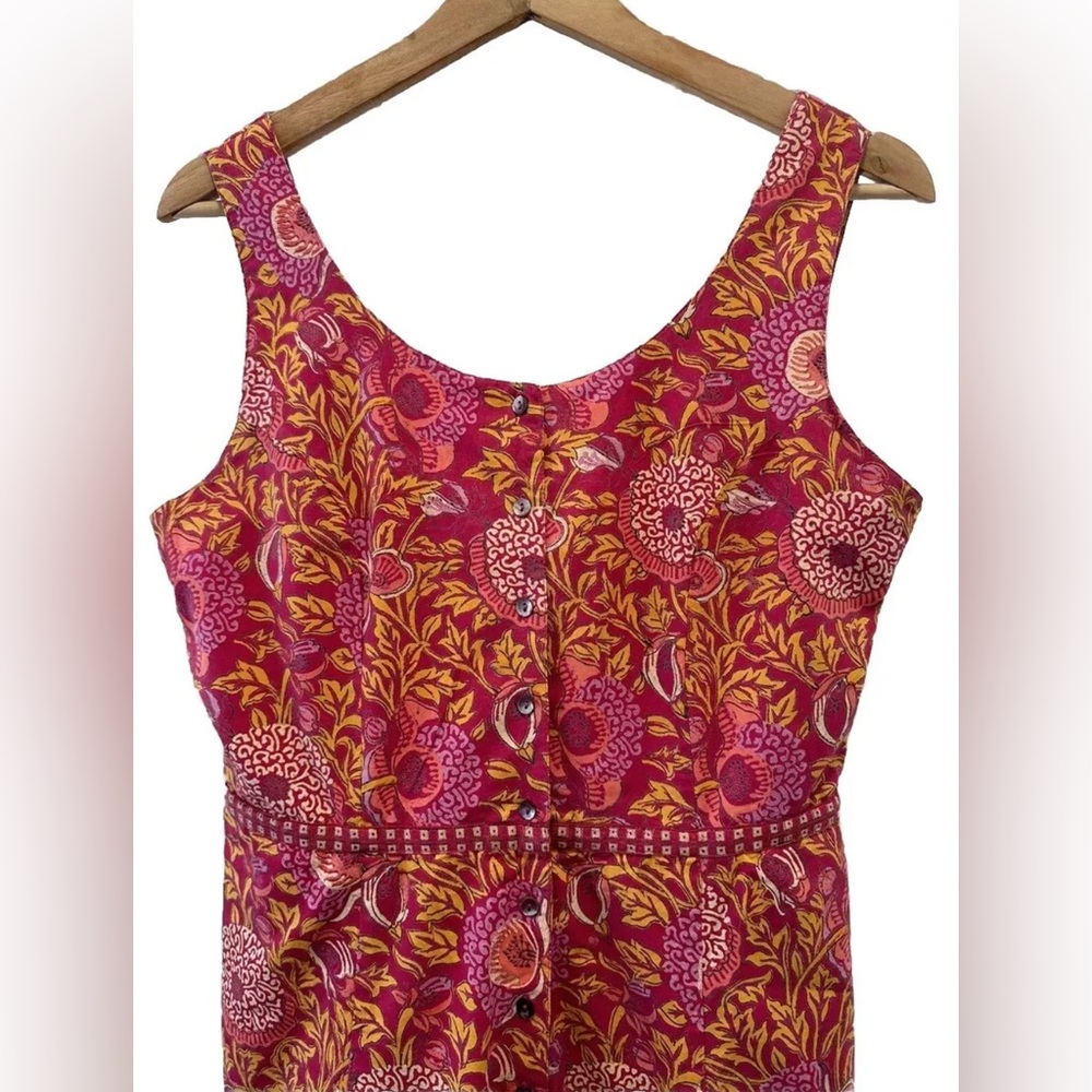 ANOKHI Jumpsuit 100% Cotton Block Print Wide Leg Romper Overalls